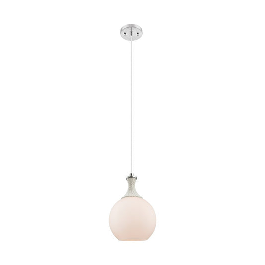 Innovations Astor 1Lt 8" Cord Mini Pendant, SN/WH - 415-1PR-SN-G121-8