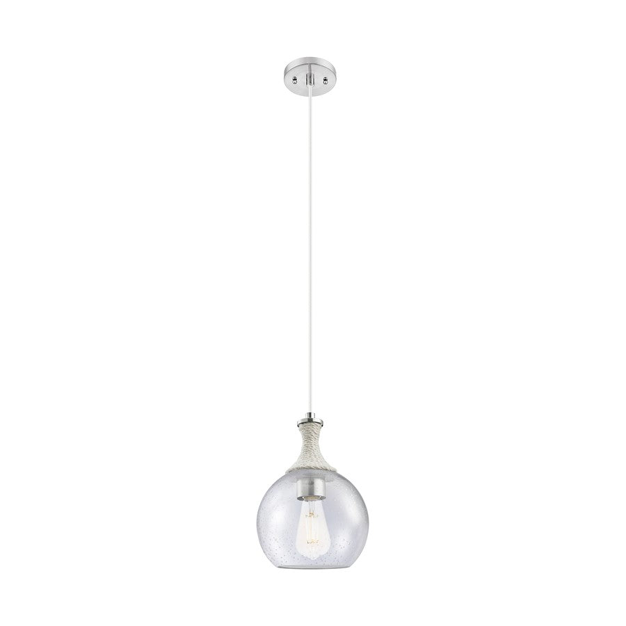 Innovations Astor 1Lt 8" Cord Mini Pendant, SN/WhiteSD - 415-1PR-SN-G124-8
