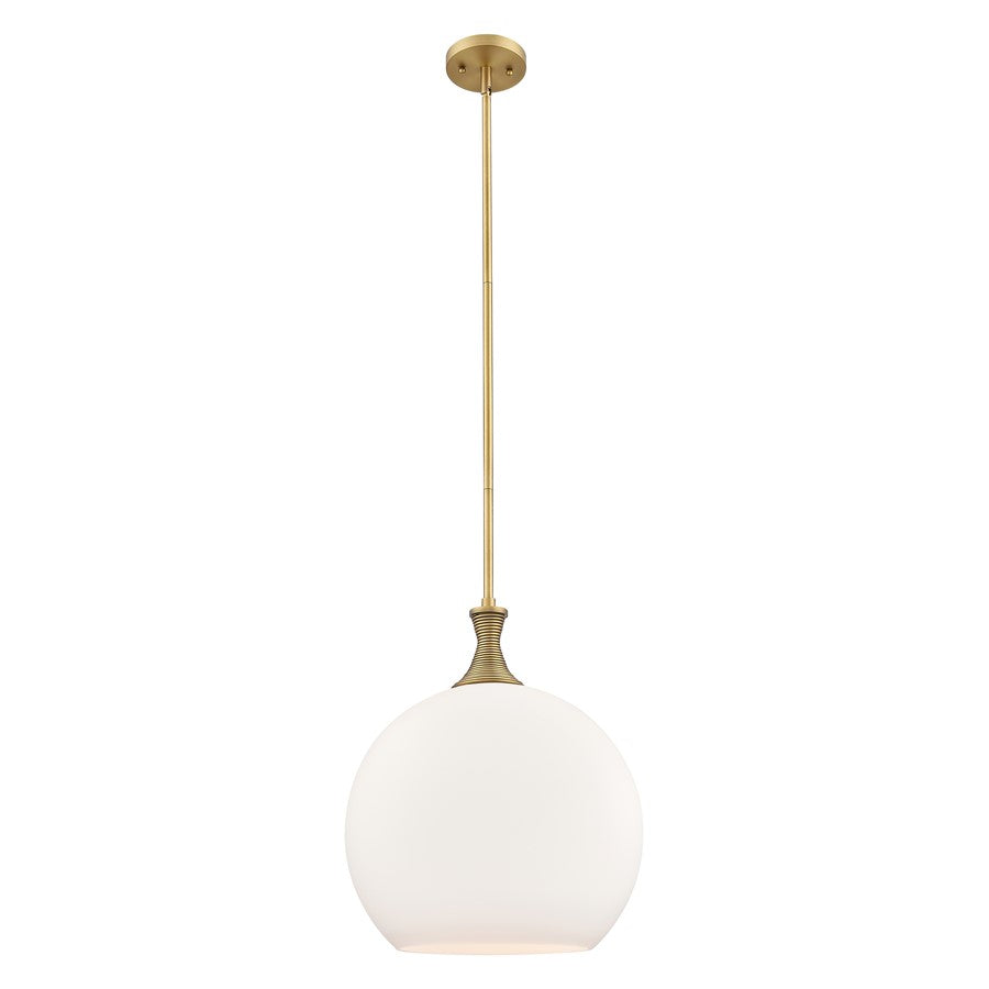 Innovations Astor 1Lt 14" Stem Pendant, Brushed Brass/White - 415-1S-BB-G121-14