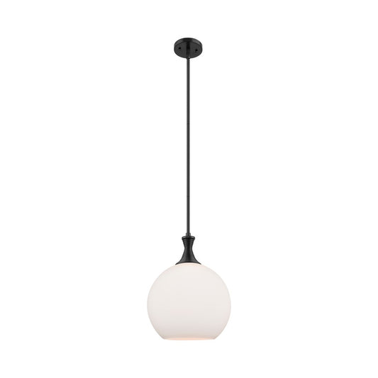 Innovations Astor 1Lt 12" Stem Mini Pendant, Black/White - 415-1S-BK-G121-12