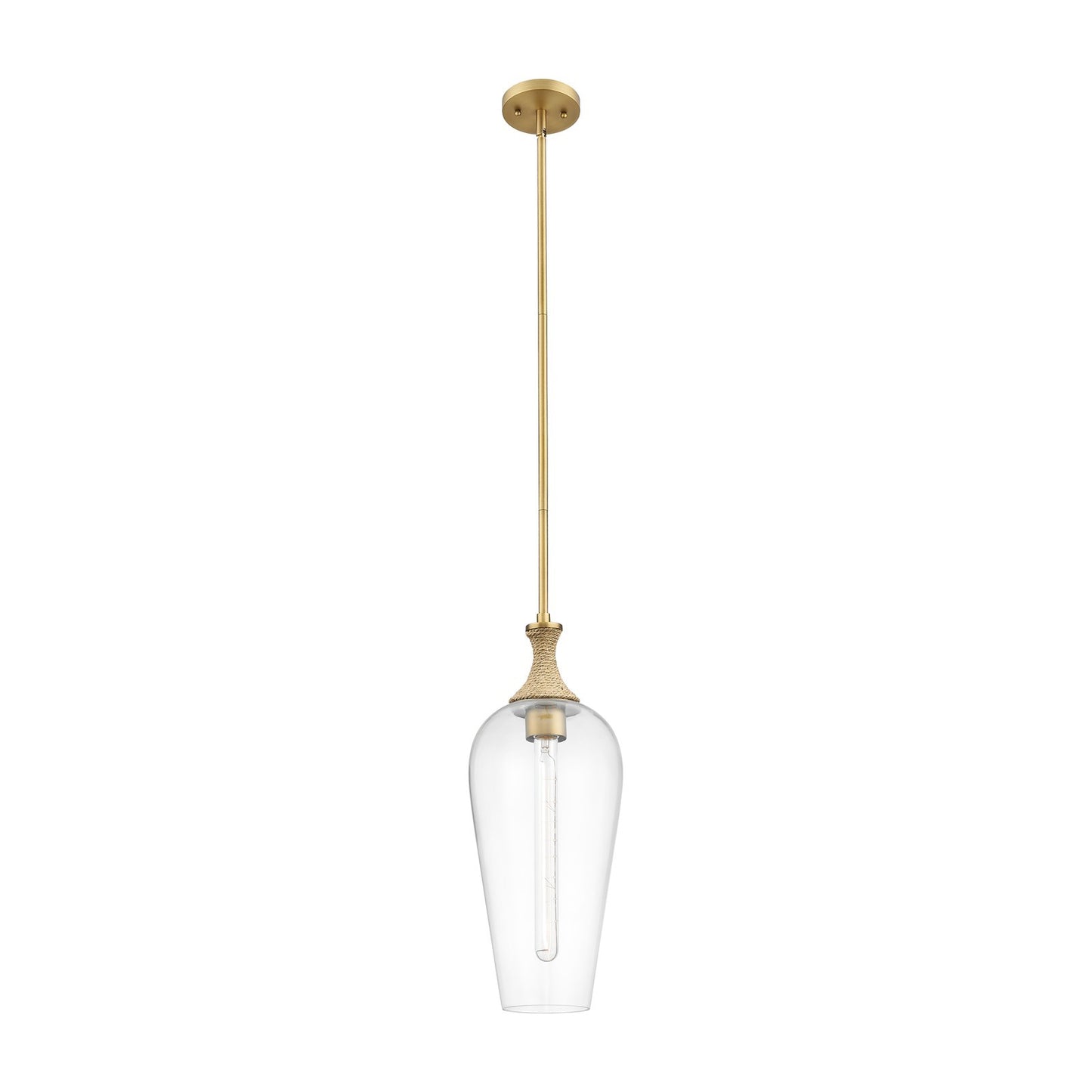 Innovations Chelsea 10in 1-Light Mini Pendant | Industrial Brushed Brass and Matte White Glass | Kitchen Island & Dining | Model 415-1SR-BB-G456-8CL
