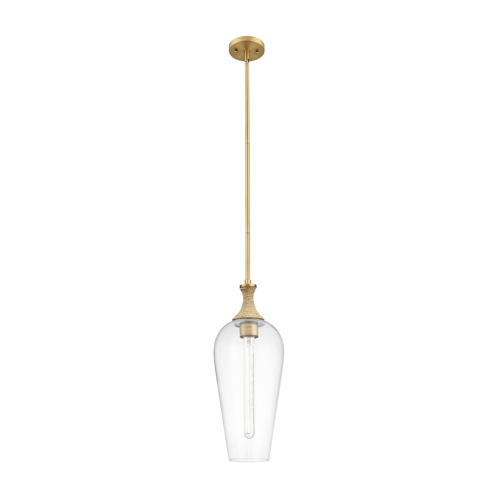 Innovations Chelsea 10in 1-Light Mini Pendant | Industrial Brushed Brass and Matte White Glass | Kitchen Island & Dining | Model 415-1SR-BB-G456-8CL