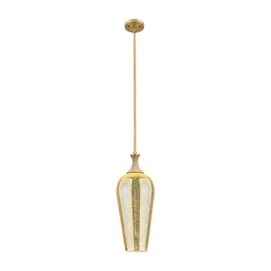 Innovations Chelsea 10in 1-Light Mini Pendant | Industrial Brushed Brass and Matte White Glass | Kitchen Island & Dining | Model 415-1SR-BB-G456-8ME