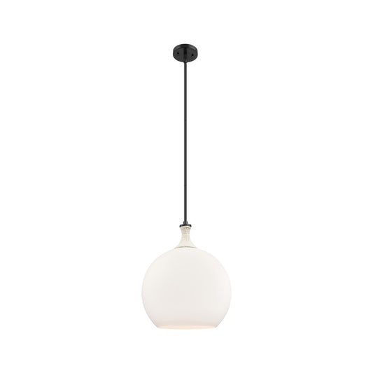 Innovations Astor 1Lt 14" Stem Pendant, BK/WH - 415-1SR-BK-G121-14