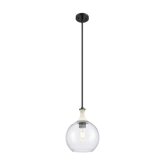 Innovations Astor 1Lt 10" Stem Mini Pendant, BK/WhiteSD - 415-1SR-BK-G124-10