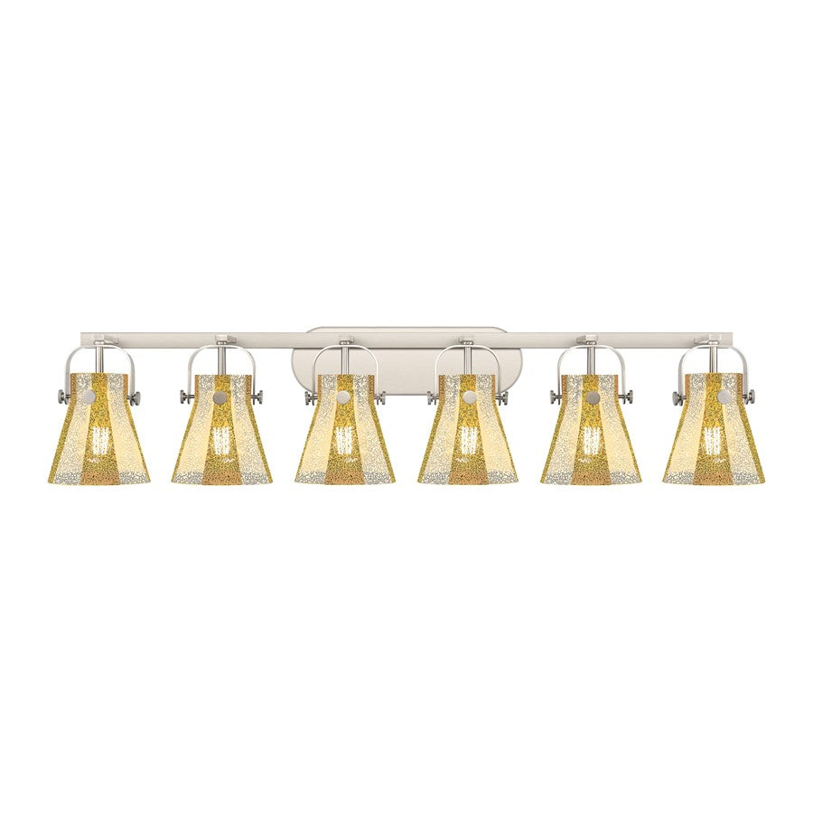 Innovations Pilaster II Cone 6Lt 46" Bath, SN/Mercury - 423-6W-SN-G411-6ME