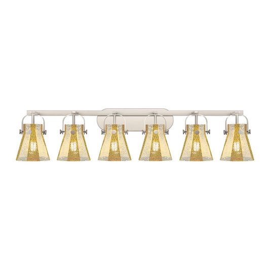 Innovations Pilaster II Cone 6Lt 46" Bath, SN/Mercury - 423-6W-SN-G411-6ME