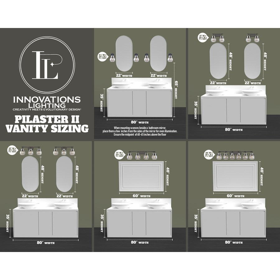 Innovations Pilaster II Cone 6Lt 46" Bath, Satin Nickel/Mercury