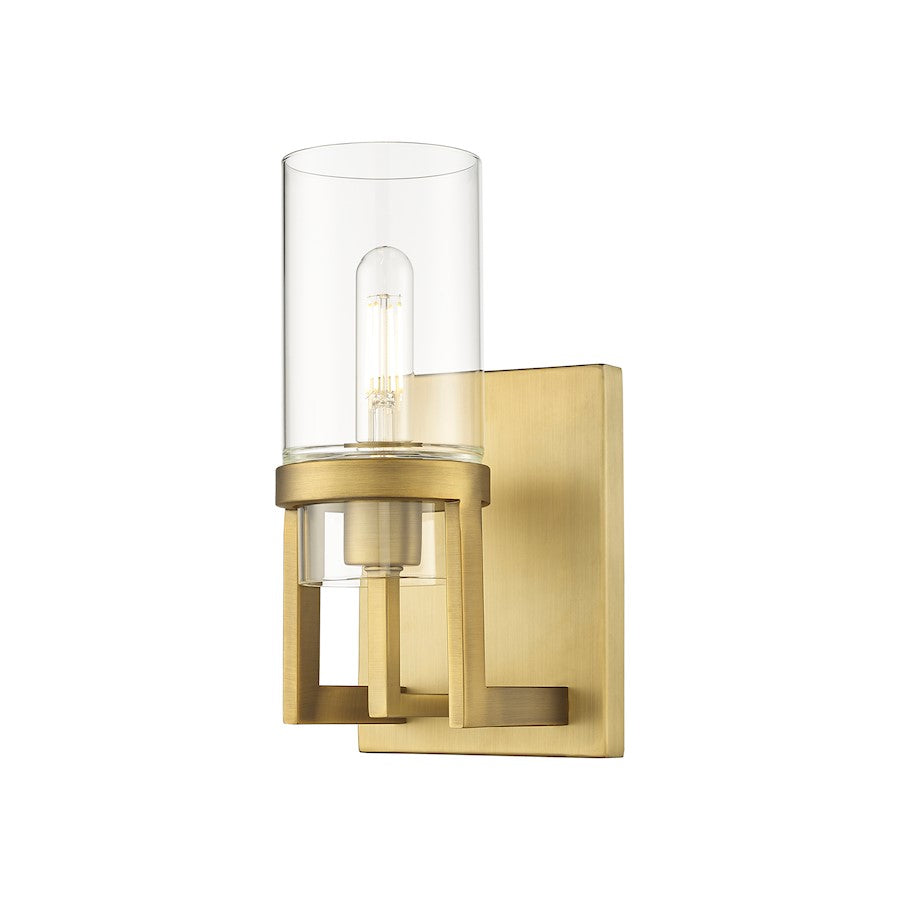 Innovations Utopia 1 Lt 8" Wall Sconce, Brushed Brass/Clear
