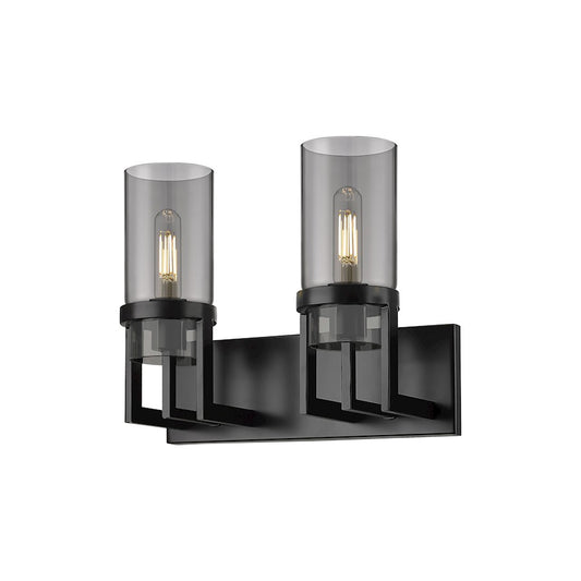 Innovations Utopia 2 Lt 8" Wall Bath, Black/Plated Smoke