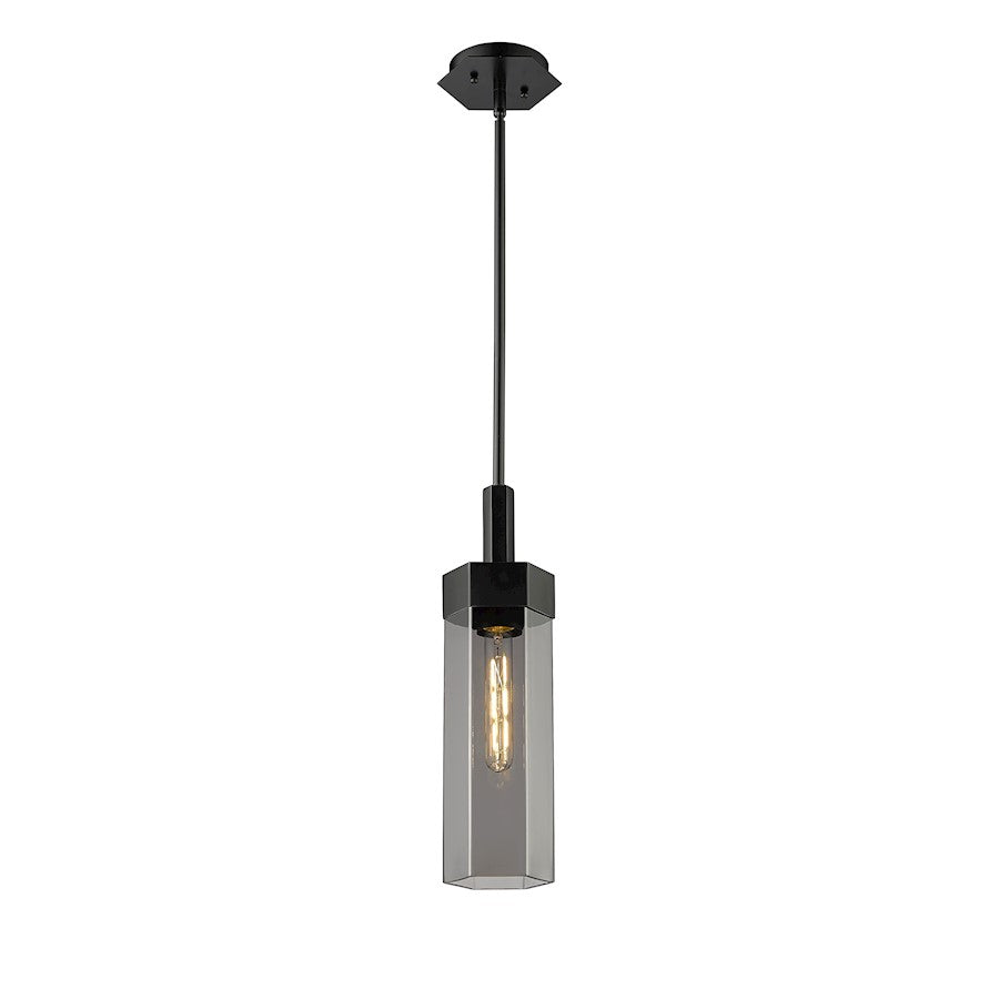 Innovations Claverack 1 Lt 14" Stem Pendant, Black/P Smoke
