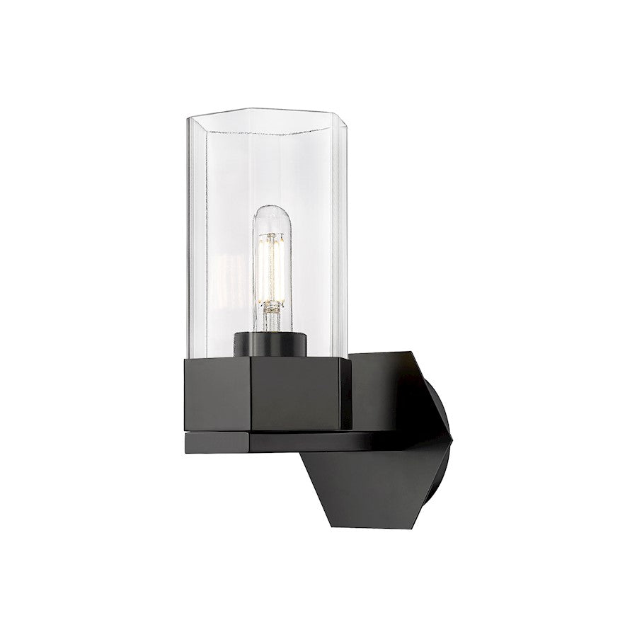 Innovations Claverack 1 Lt 9" Wall Sconce, Black/Clear