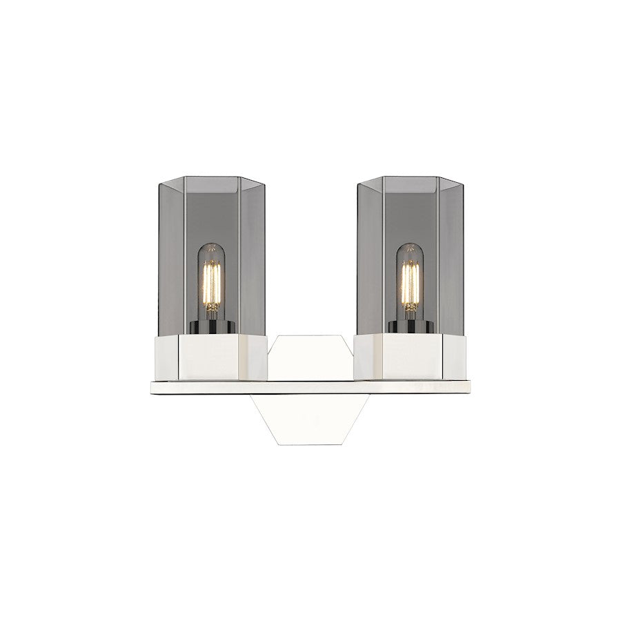 Innovations Claverack 2 Lt 9" Wall Bath, PN/Plated Smoke