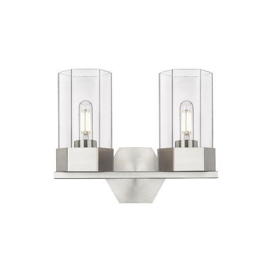 Innovations Claverack 2 Lt 9" Wall Bath, Satin Nickel/Clear