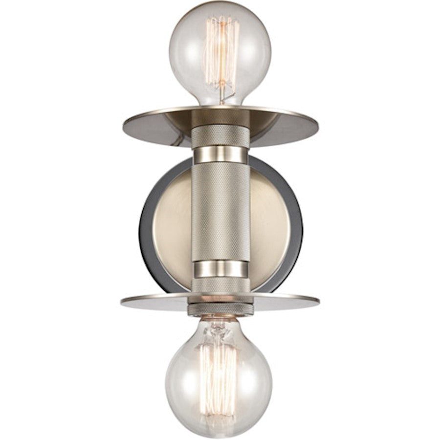 Innovations Aurora 2 Light Wall Sconce, Nickel