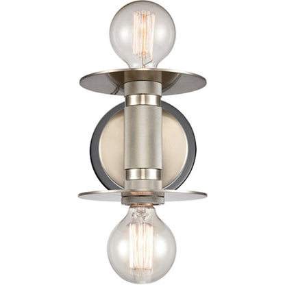 Innovations Aurora 2 Light Wall Sconce, Nickel