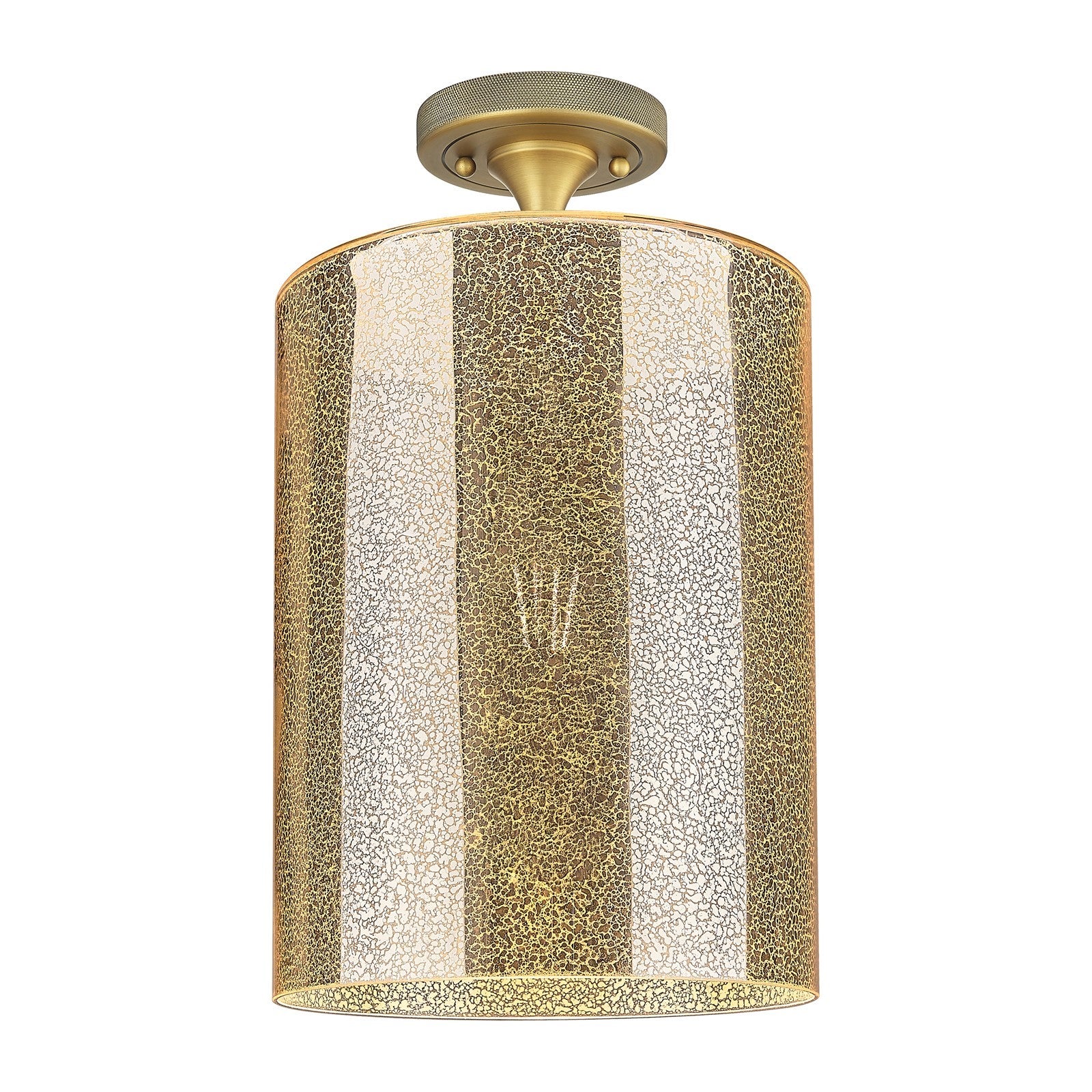 Innovations Cobbleskill 9in 1-Light Flush Mount | Industrial Brushed Brass and Mercury Glass | Hallway & Bedroom | Model 434-1F-BB-G116-L