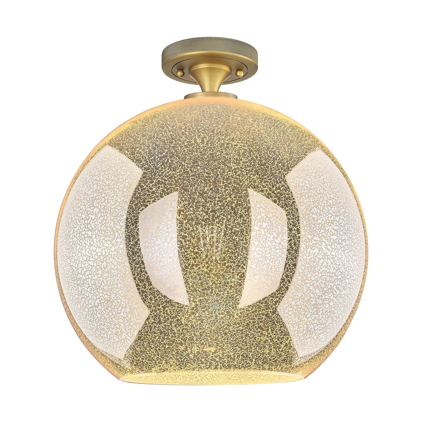 Innovations Athens 12in 1-Light Flush Mount | Industrial Brushed Brass and Mercury Glass | Entryway & Hallway | Model 434-1F-BB-G128-12