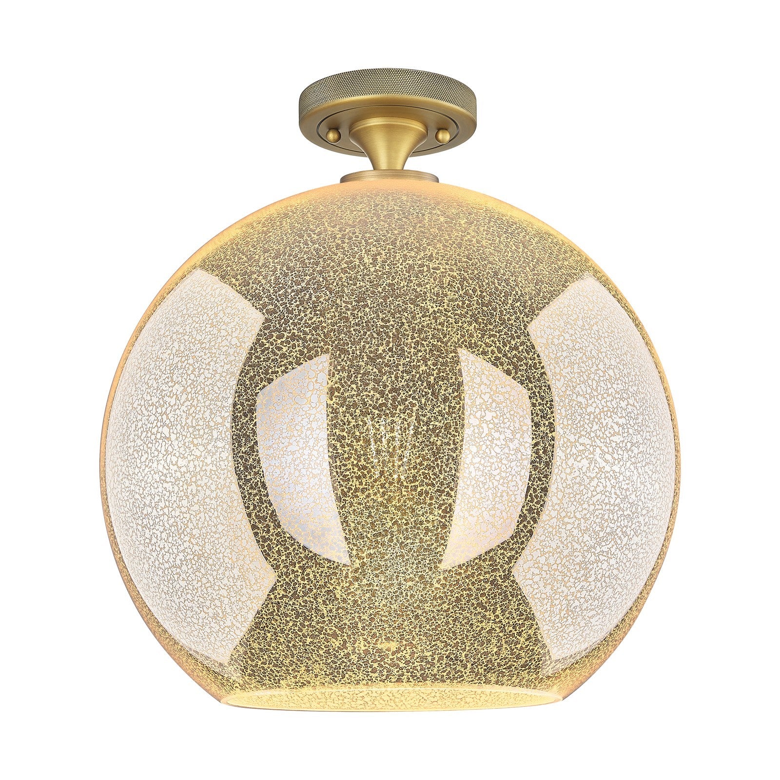 Innovations Athens 12in 1-Light Flush Mount | Industrial Brushed Brass and Mercury Glass | Entryway & Hallway | Model 434-1F-BB-G128-12