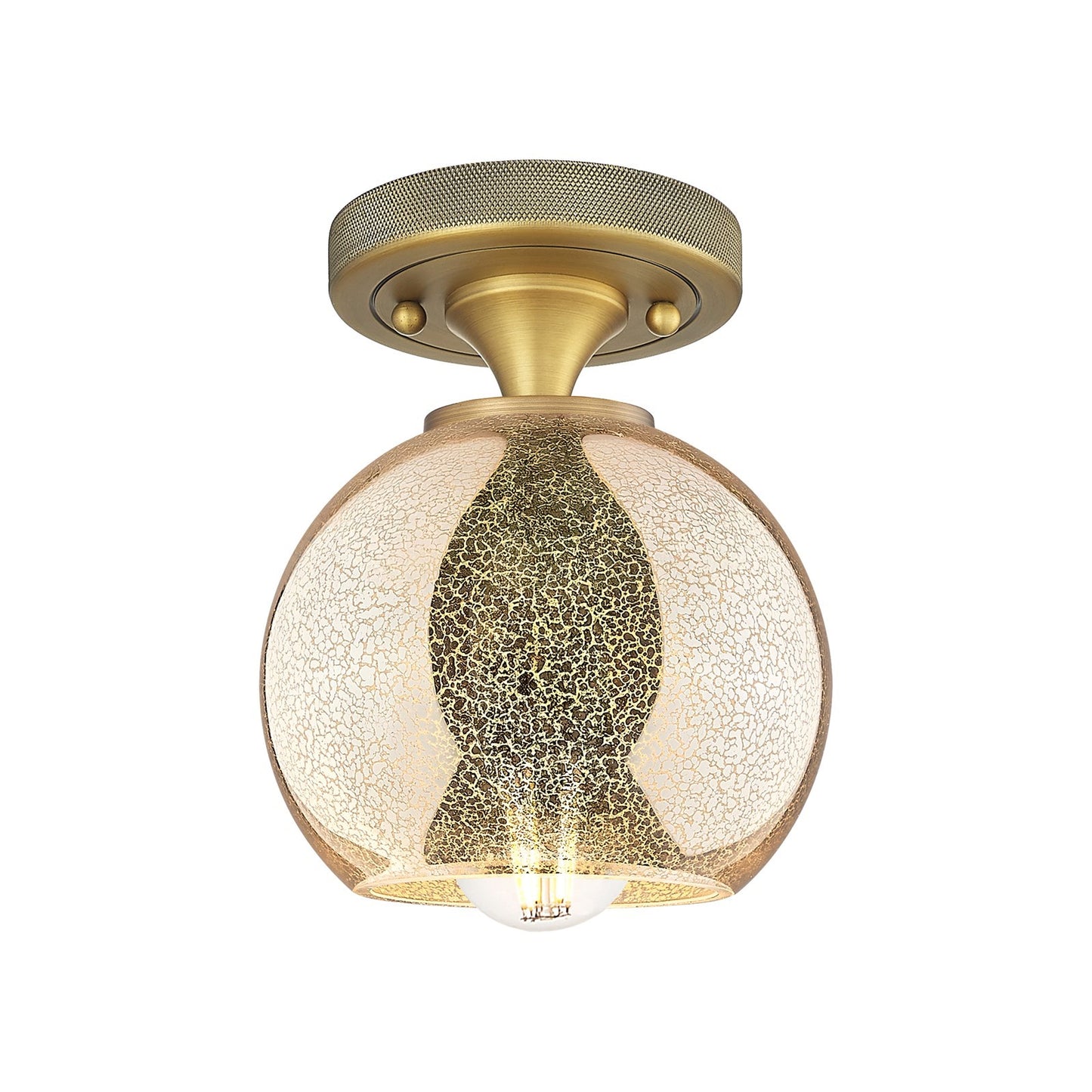 Innovations Athens 6in 1-Light Flush Mount | Industrial Brushed Brass and Mercury Glass | Hallway & Bedroom Ceiling Light | Model 434-1F-BB-G128-6