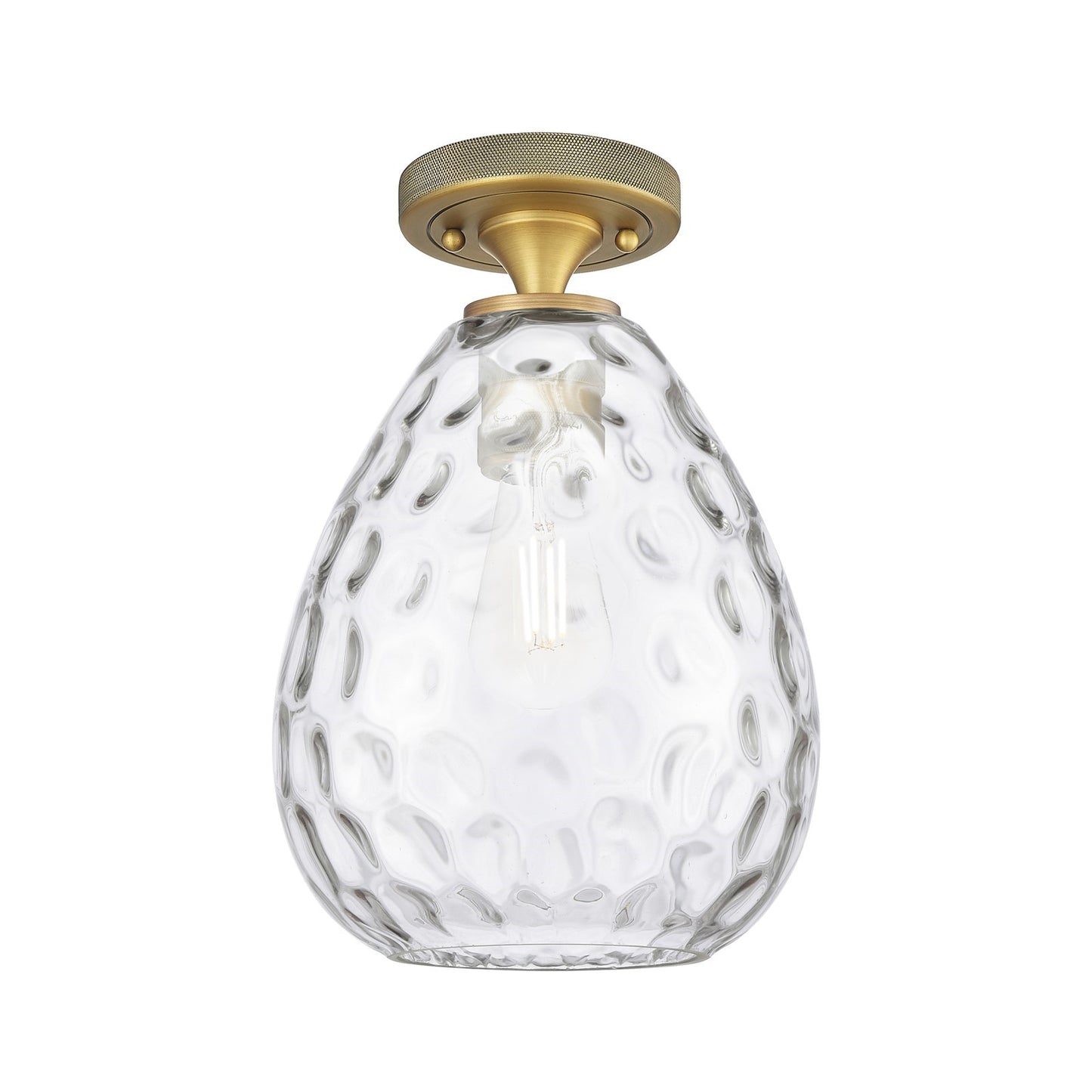 Innovations Waverly 8in 1-Light Flush Mount | Industrial Brushed Brass and Clear Glass | Hallway & Bedroom | 8 x 8 x 11.5 in | Model 434-1F-BB-G372