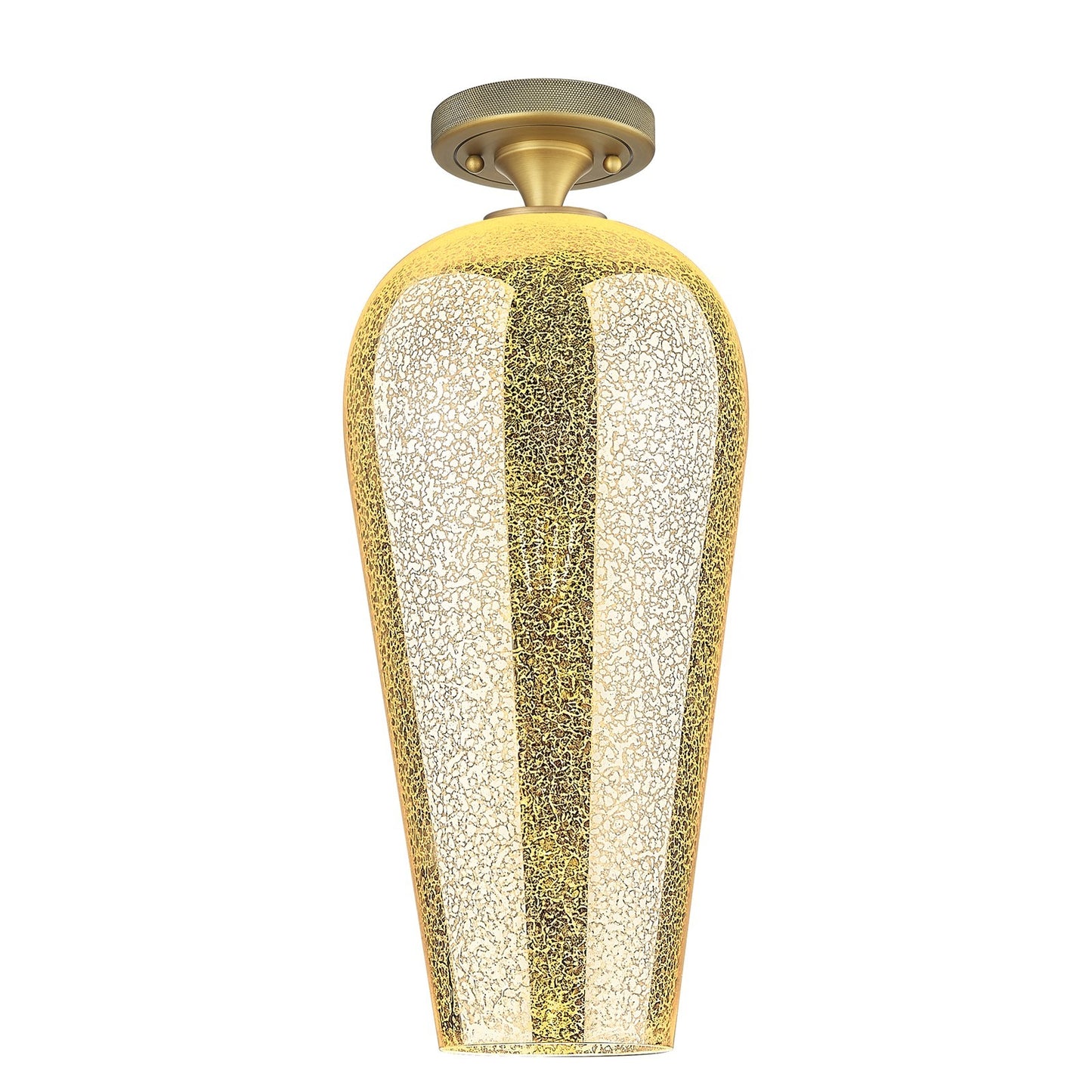 Innovations Chelsea 8in 1-Light Flush Mount | Industrial Brushed Brass and Mercury Glass | Hallway & Bedroom | Model 434-1F-BB-G456-8ME