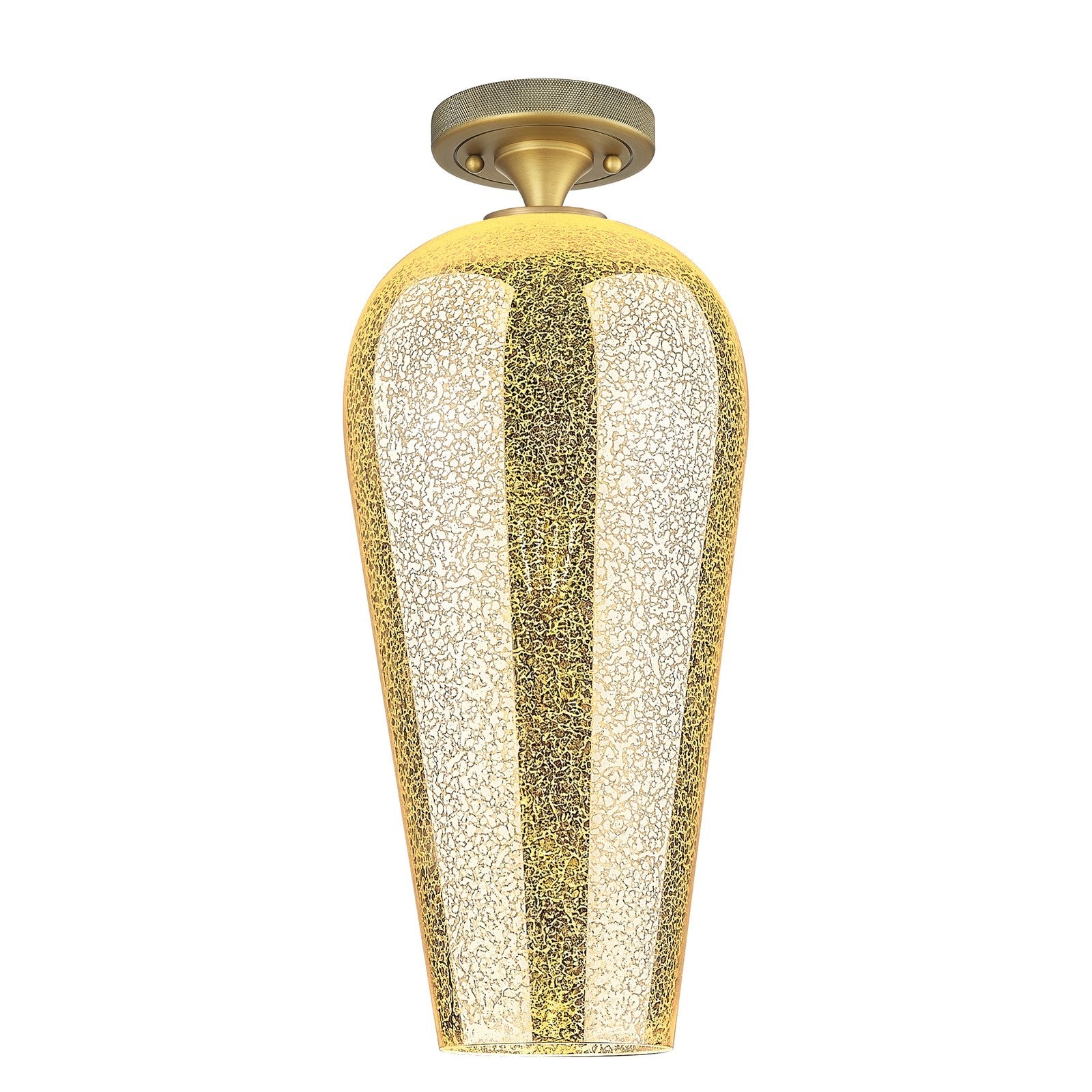 Innovations Chelsea 8in 1-Light Flush Mount | Industrial Brushed Brass and Mercury Glass | Hallway & Bedroom | Model 434-1F-BB-G456-8ME