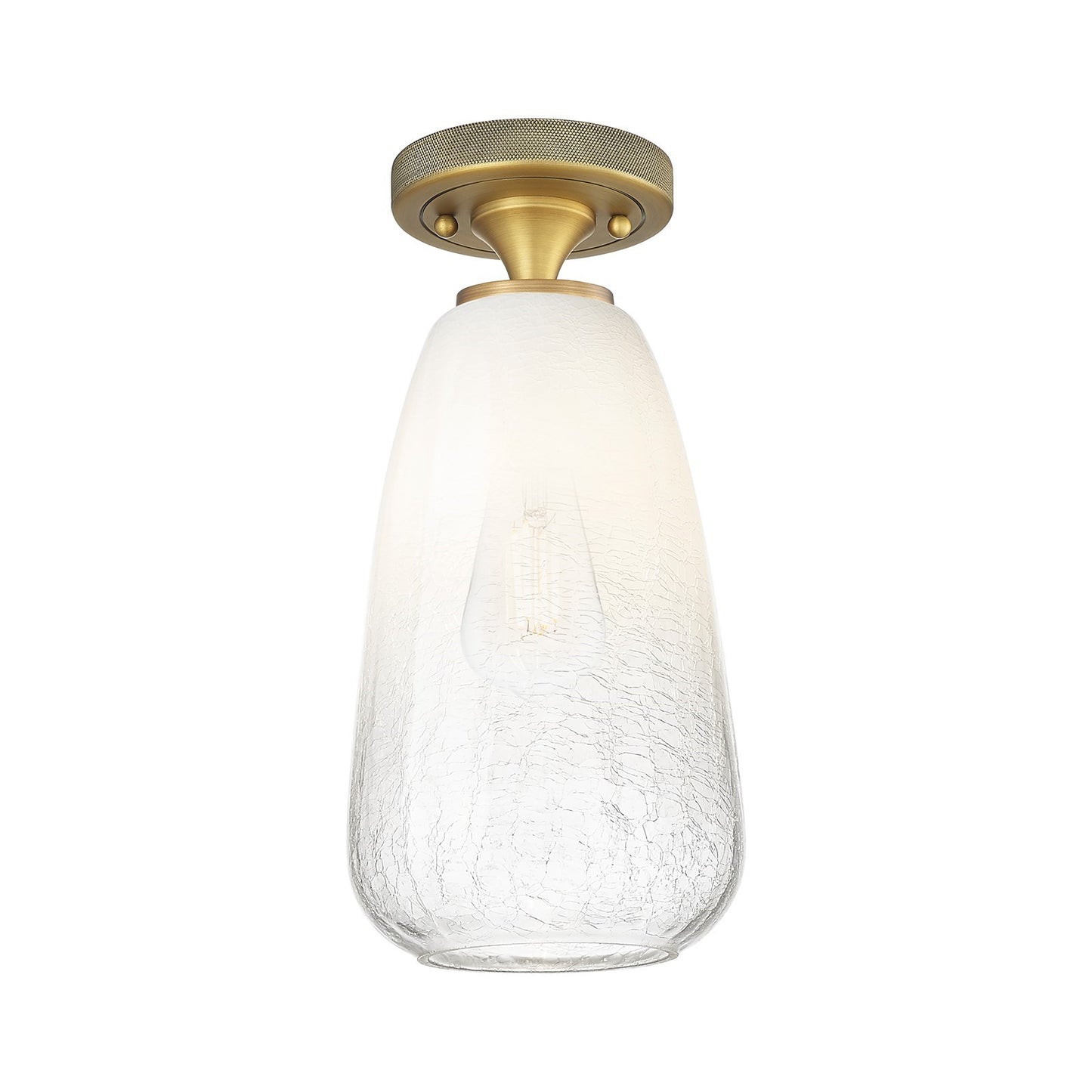 Innovations Brookhaven Almond 6in 1-Light Flush Mount | Industrial Brushed Brass and Opal Glass | Hallway & Bedroom | Model 434-1F-BB-G480-6OP