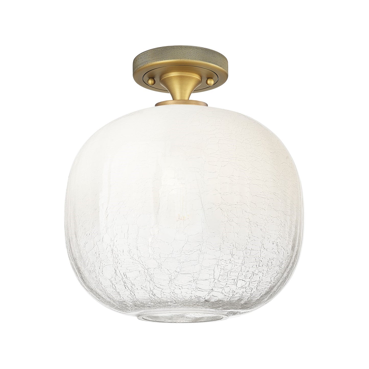 Innovations Brookhaven Sphere 10.5in 1-Light Flush Mount | Industrial Brushed Brass and Opal Glass | Bathroom & Entryway | Model 434-1F-BB-G481-10OP