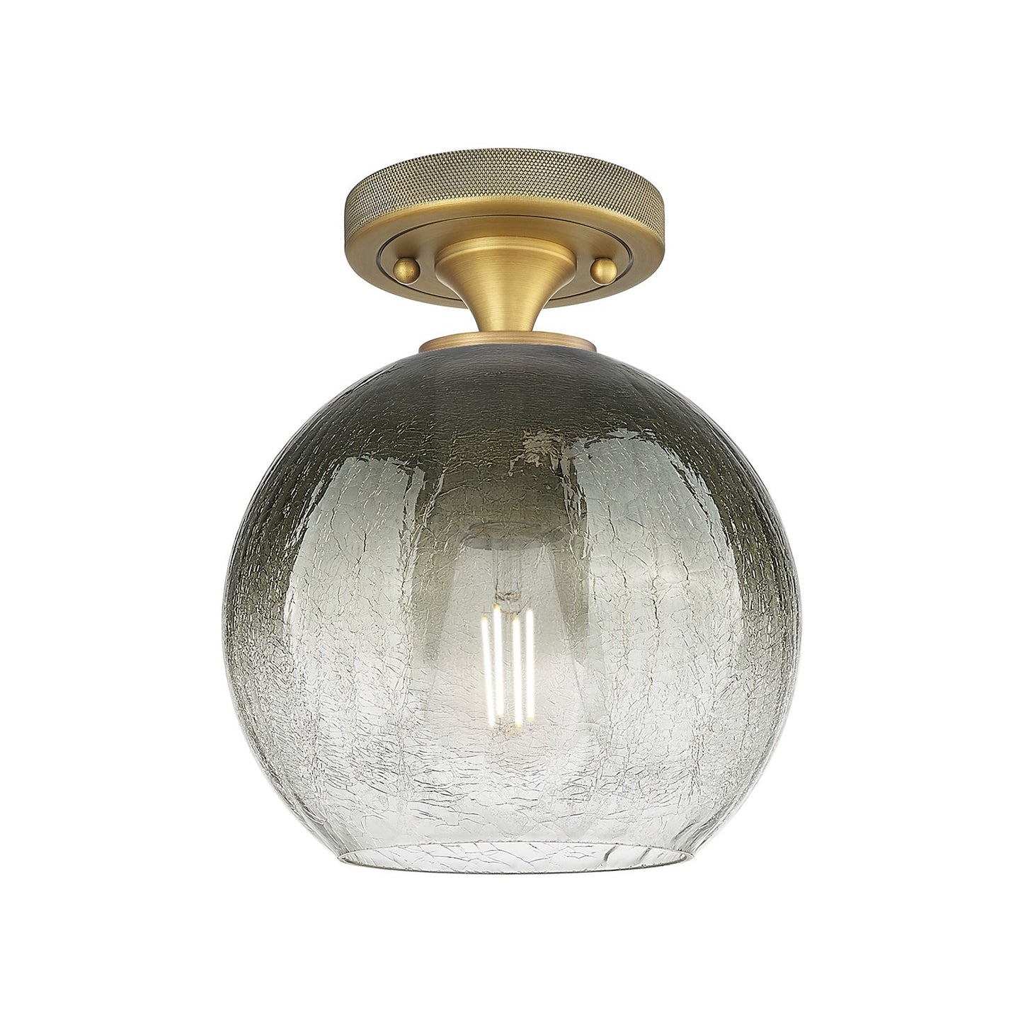 Innovations Brookhaven Globe 8in 1-Light Flush Mount | Industrial Brushed Brass and Slate Glass | Hallway & Bedroom | Model 434-1F-BB-G483-8SL
