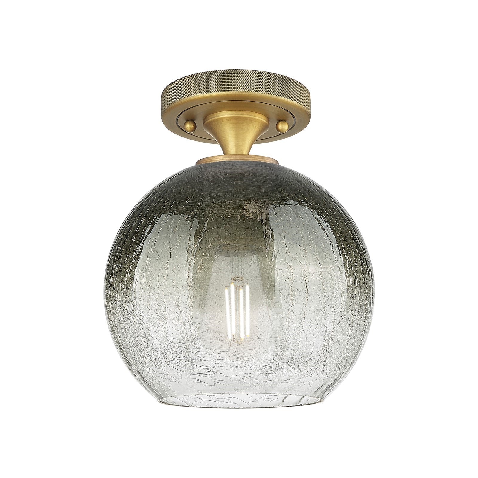 Innovations Brookhaven Globe 8in 1-Light Flush Mount | Industrial Brushed Brass and Slate Glass | Hallway & Bedroom | Model 434-1F-BB-G483-8SL