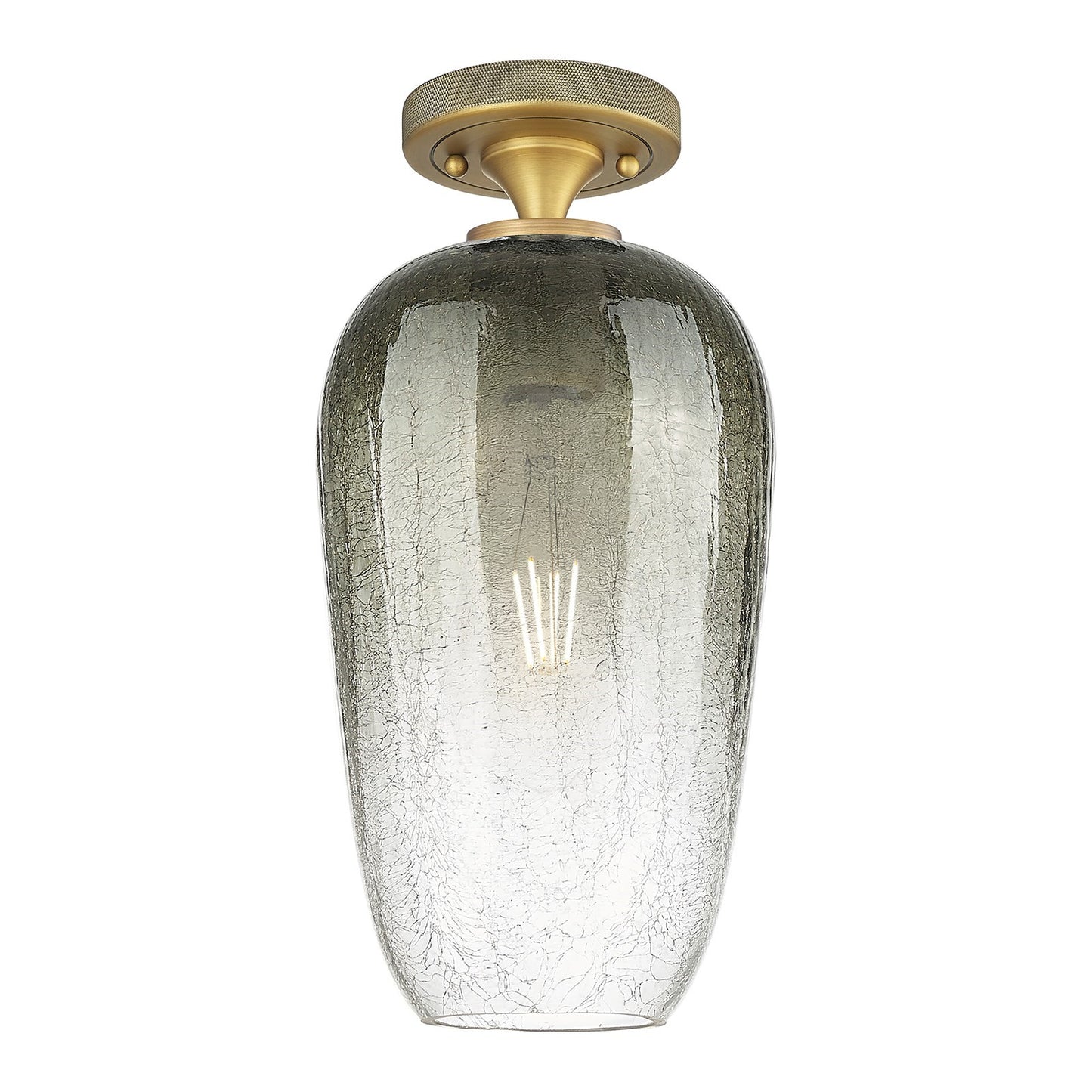 Innovations Brookhaven Flute 7in 1-Light Flush Mount | Industrial Brushed Brass and Slate Glass | Hallway & Bedroom | Model 434-1F-BB-G484-7SL
