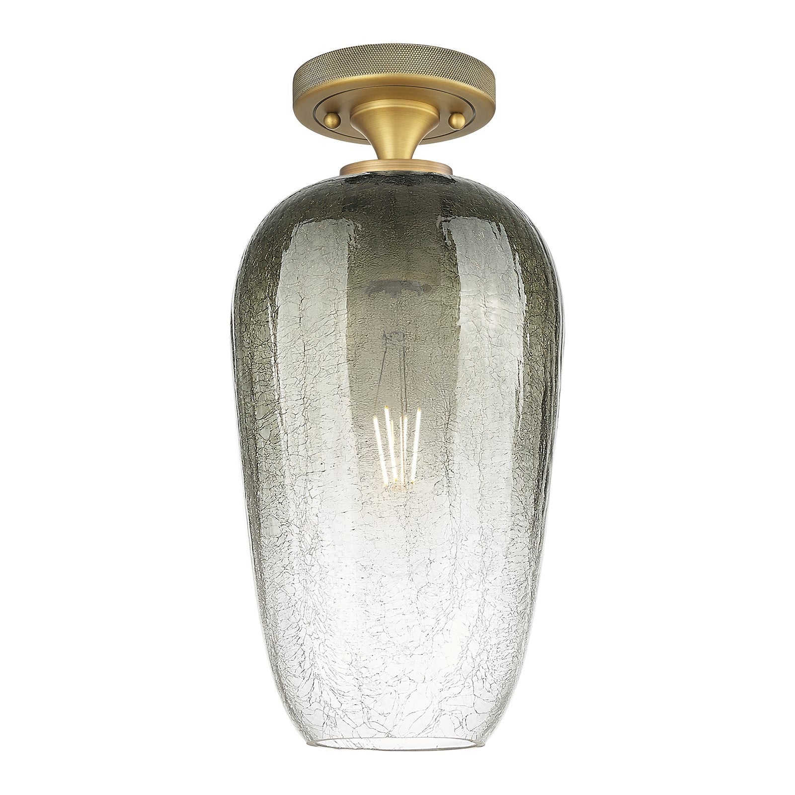 Innovations Brookhaven Flute 7in 1-Light Flush Mount | Industrial Brushed Brass and Slate Glass | Hallway & Bedroom | Model 434-1F-BB-G484-7SL