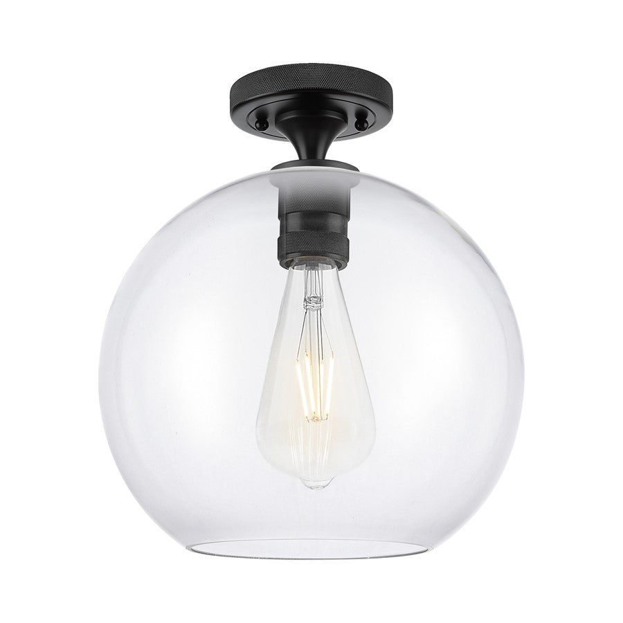 Innovations Crown Point 1Lt 10" Athens Flush, Black/Clear - 434-1F-BK-G122-10