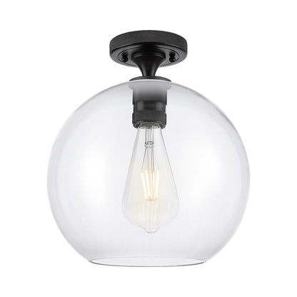 Innovations Crown Point 1Lt 10" Athens Flush, Black/Clear - 434-1F-BK-G122-10
