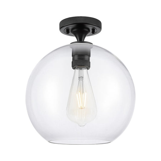 Innovations Crown Point 1Lt 10" Athens Flush, Black/Clear - 434-1F-BK-G122-10