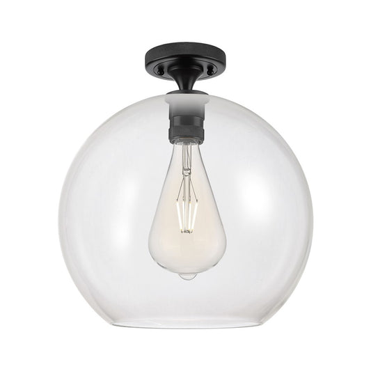 Innovations Crown Point 1Lt 12" Athens Flush, Black/Clear - 434-1F-BK-G122-12