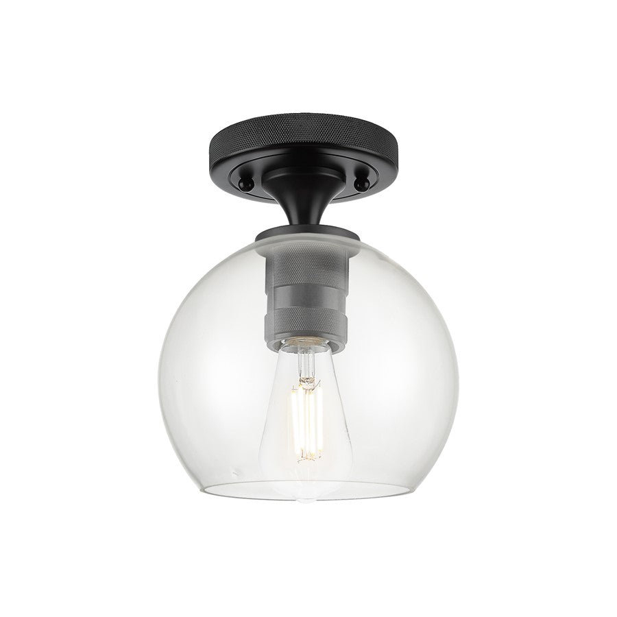 Innovations Crown Point 1Lt 6" Athens Flush, Black/Clear - 434-1F-BK-G122-6