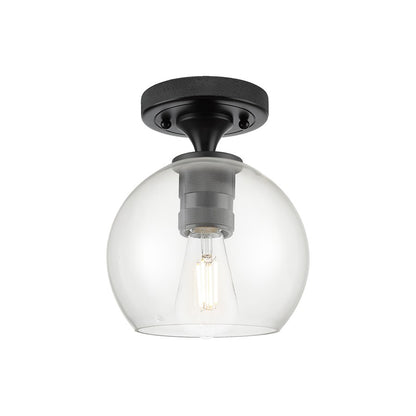 Innovations Crown Point 1Lt 6" Athens Flush, Black/Clear - 434-1F-BK-G122-6