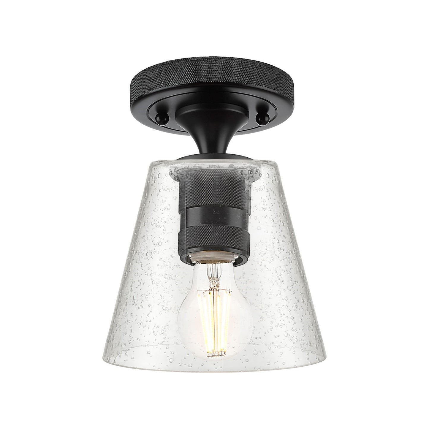 Innovations Caton 6in 1-Light Flush Mount | Industrial Matte Black and Frosted Glass | Hallway & Bedroom | 6 x 8 x 6 in | Model 434-1F-BK-G454