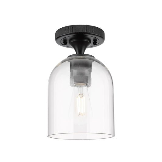 Innovations Bella 5.5in 1-Light Flush Mount | Industrial Matte Black and Clear Glass | Hallway & Bathroom | Model 434-1F-BK-G558-6CL