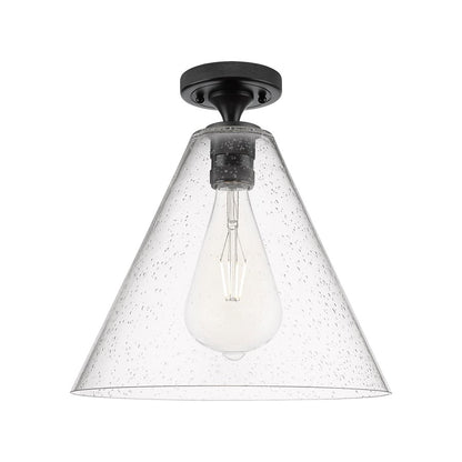 Innovations Crown Point 1Lt 12" Berkshire Flush, Black/Seed - 434-1F-BK-GBC-124
