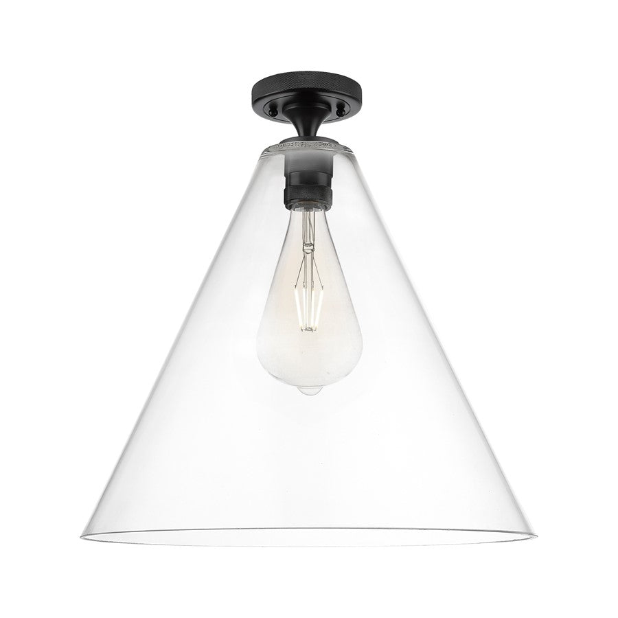 Innovations Crown Point 1Lt 16" Berkshire Flush, Black/Clear - 434-1F-BK-GBC-162