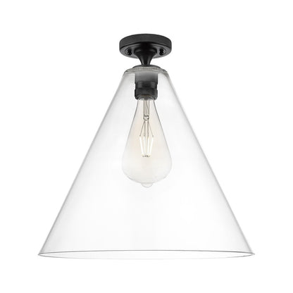 Innovations Crown Point 1Lt 16" Berkshire Flush, Black/Clear - 434-1F-BK-GBC-162