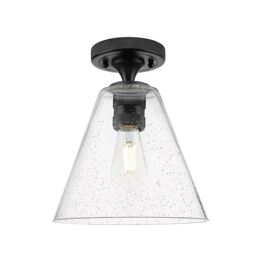 Innovations Crown Point 1Lt 8" Berkshire Flush, Black/Seed - 434-1F-BK-GBC-84