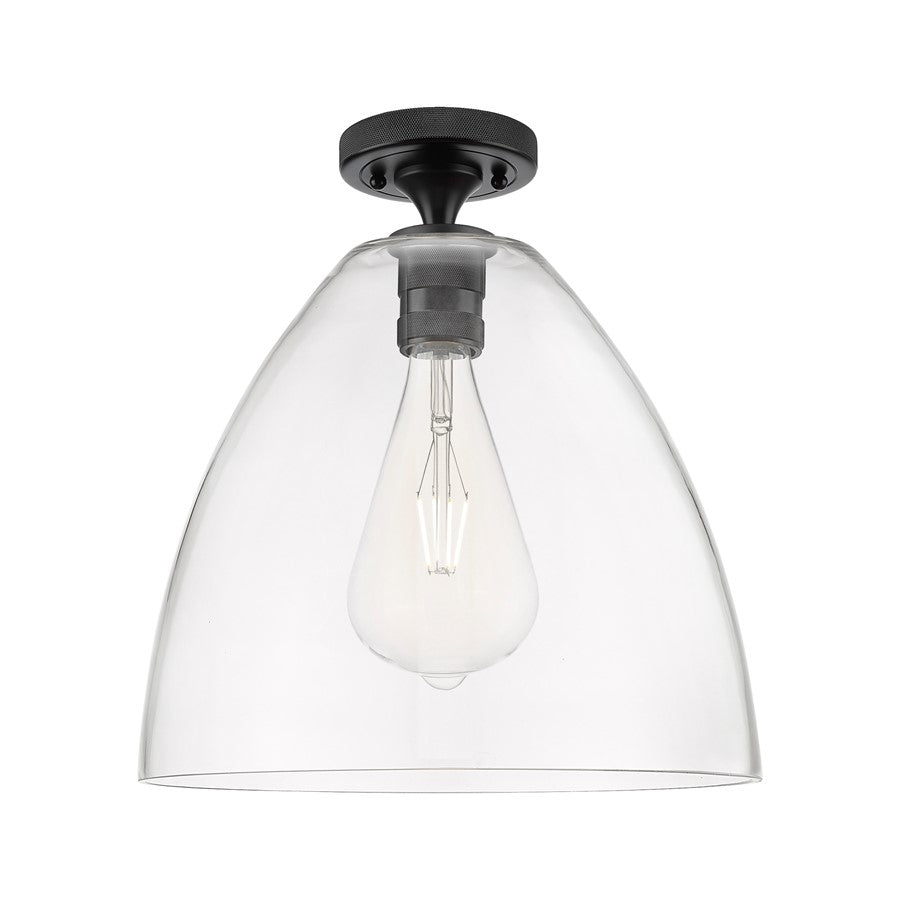 Innovations Crown Point 1Lt 12" Bristol Flush, Black/Clear - 434-1F-BK-GBD-122