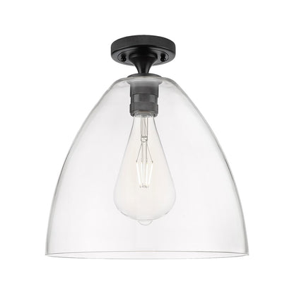 Innovations Crown Point 1Lt 12" Bristol Flush, Black/Clear - 434-1F-BK-GBD-122