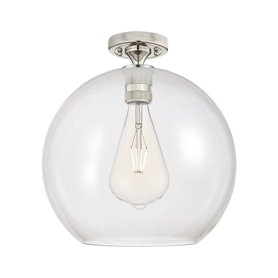Innovations Crown Point 1Lt 12" Athens Flush, PN/Clear - 434-1F-PN-G122-12