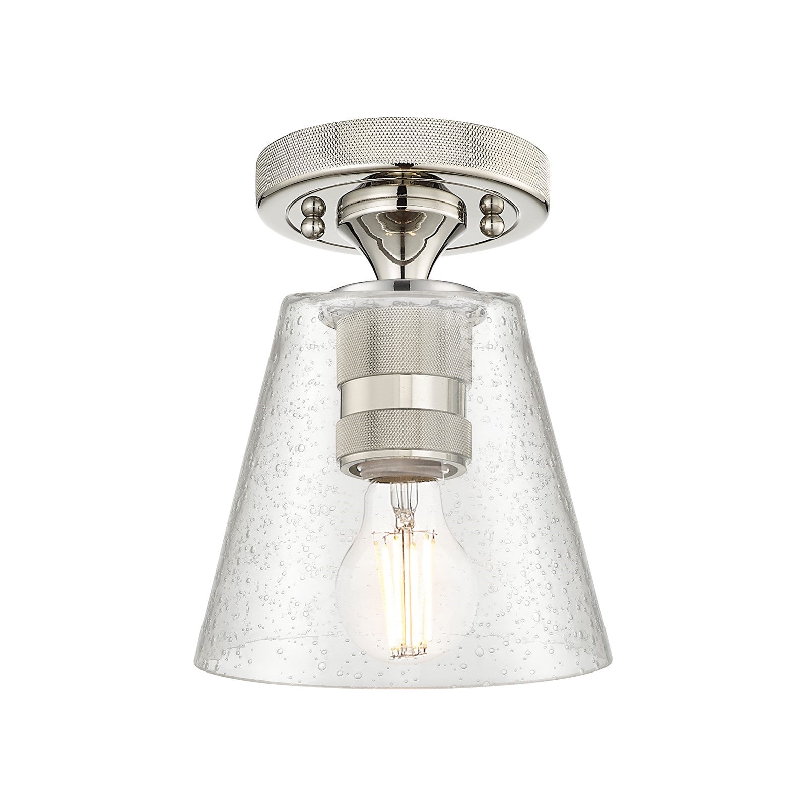 Innovations Caton 6in 1-Light Flush Mount | Industrial Polished Nickel and Frosted Glass | Hallway & Closet | 6 x 6 x 8 in | Model 434-1F-PN-G454