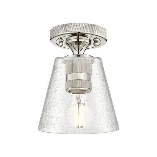 Innovations Caton 6in 1-Light Flush Mount | Industrial Polished Nickel and Frosted Glass | Hallway & Closet | 6 x 6 x 8 in | Model 434-1F-PN-G454
